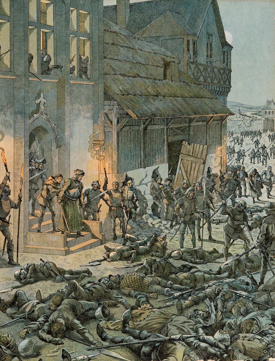 Jacques Marie Gaston Onfroy de Breville dit JOB (1858-1931) - Belgium története: 1468. október 27-ről 28-ra virradó éjszaka hatszáz Franchimontonis lepi meg Temerary Károly (1433-1477) és XI. Lajos (1423-1483) francia katonáit ) S. táborukban alkotó: pseudonym for Onfray de Breville Jacques Job
