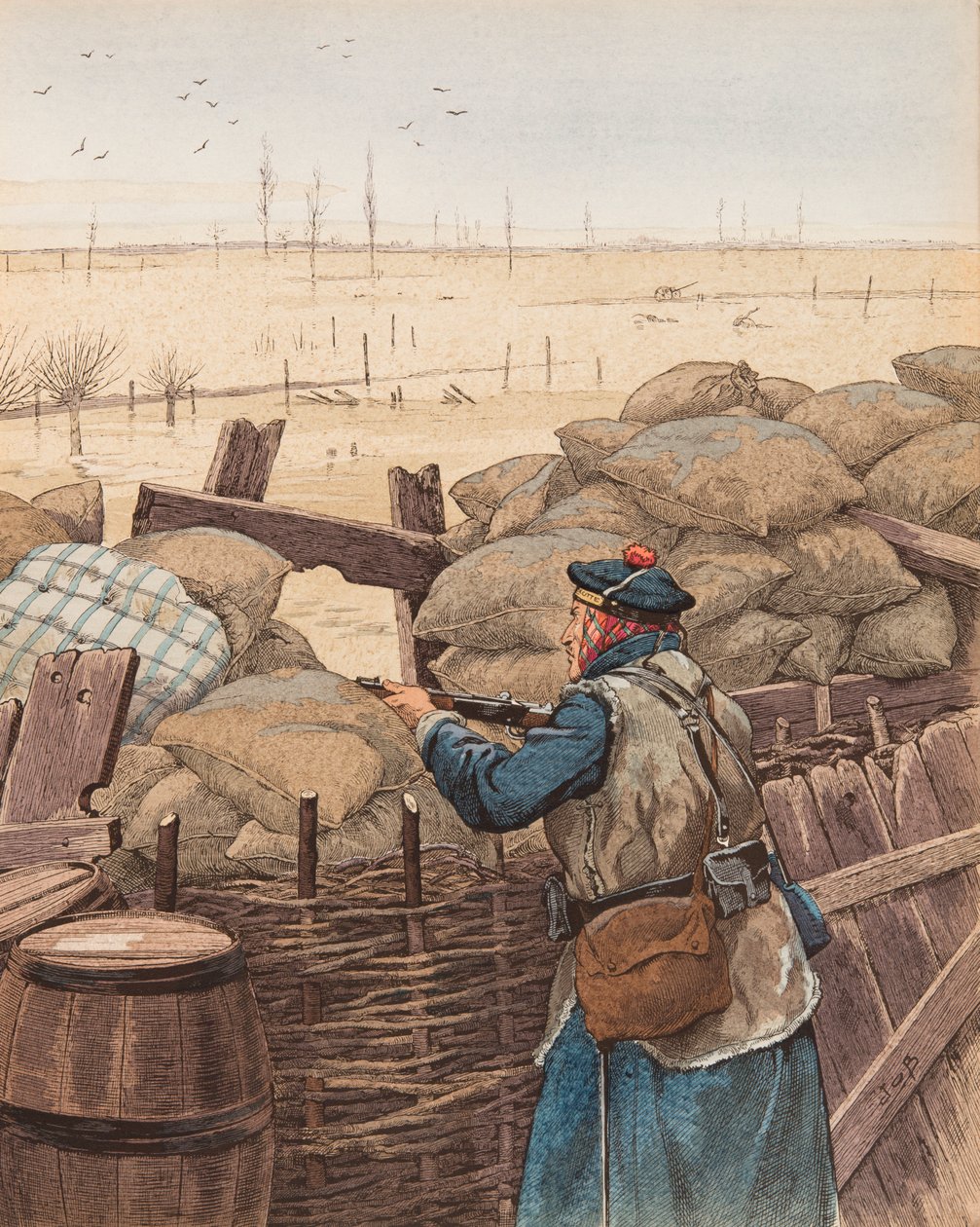 Jacques Marie Gaston Onfroy de Breville a munkában (1858-1931) - Le fusilier marin (tengeri puska egy lövészárokban az első világháború alatt), Magángyűjtemény alkotó: pseudonym for Onfray de Breville Jacques Job