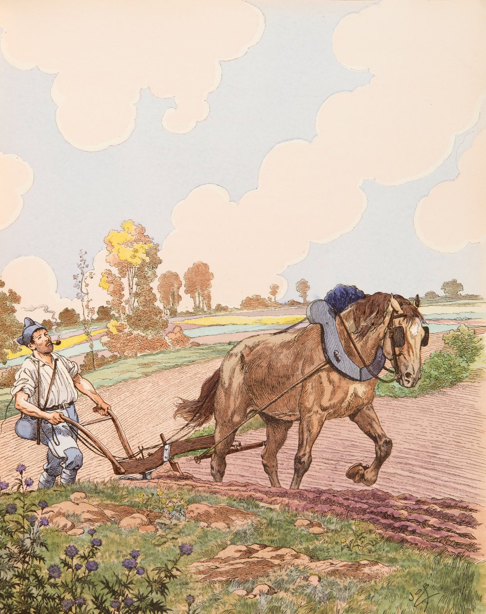 Jacques Marie Gaston Onfroy de Breville az állásban (1858-1931) – Le retour à la terre (a francia katonaság visszatér a területére az első világháború után), Magángyűjtemény alkotó: pseudonym for Onfray de Breville Jacques Job