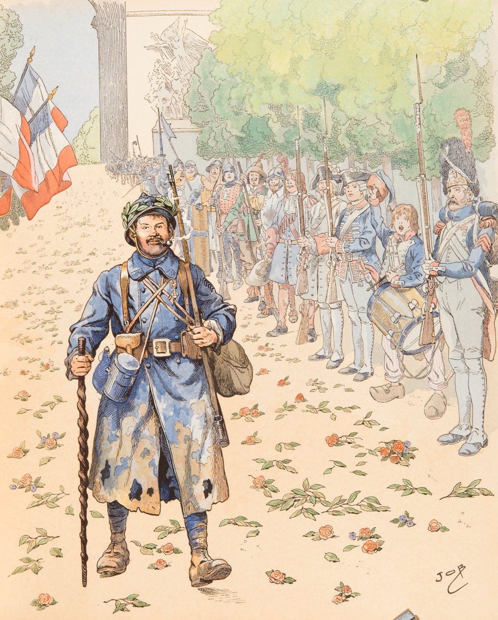 Jacques Marie Gaston Onfroy de Breville az állásban (1858-1931) – Le triumphe du poilu (a francia katonaság allegóriája, amely tiszteleg a szőrösök előtt), Gyűjtemény privee alkotó: pseudonym for Onfray de Breville Jacques Job