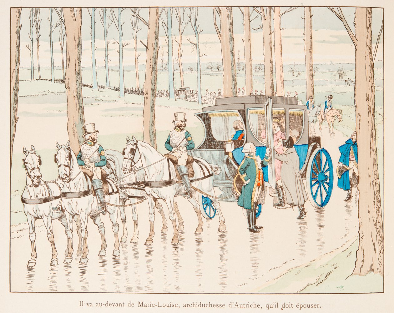 Jacques Marie Gaston Onfroy de Breville az állásban (1858-1931) – Bonaparte Napóleon az osztrák Marie Louise frontjára megy, mielőtt 1810-ben házasságot kötött, Magángyűjtemény alkotó: pseudonym for Onfray de Breville Jacques Job