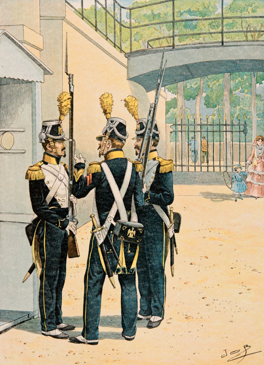 Jacques Marie Gaston Onfroy de Breville a munkahelyén (1858-1931) – A francia csapatok mindenkori felszerelése: Voltigeurs de la Garde Imperiale, Magángyűjtemény alkotó: pseudonym for Onfray de Breville Jacques Job