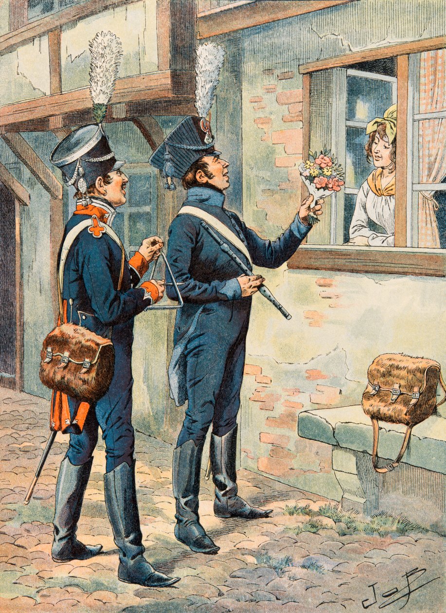Jacques Marie Gaston Onfroy de Breville dit JOB (1858-1931) – A francia csapatok mindenkori felszerelése: Könnyűgyalogság zenészei az Első Birodalom alatt, Magángyűjtemény alkotó: pseudonym for Onfray de Breville Jacques Job