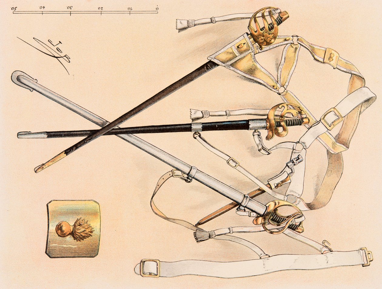 Jacques Marie Gaston Onfroy de Breville munkája előtt (1858-1931) – A francia csapatok mindenkori felszerelése: Cavalry Sabre, Magángyűjtemény alkotó: pseudonym for Onfray de Breville Jacques Job