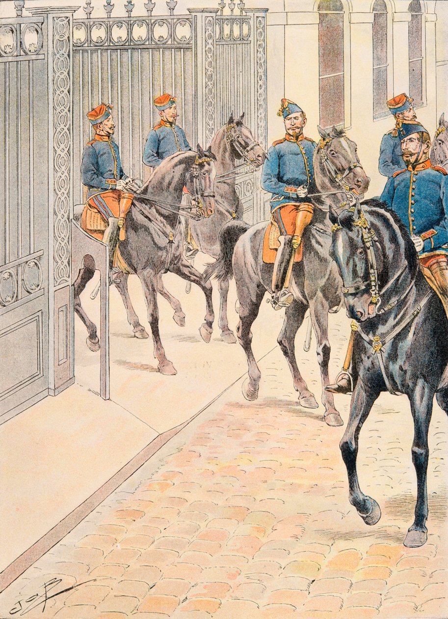 Jacques Marie Gaston Onfroy de Breville a munkában (1858-1931) – A francia csapatok mindenkori felszerelése: Száz Gardes (Második Birodalom), Magángyűjtemény alkotó: pseudonym for Onfray de Breville Jacques Job
