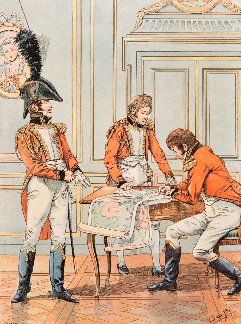 Jacques Marie Gaston Onfroy de Breville munkája során (1858-1931) – A francia csapatok mindenkori felszerelése: Connetable Louis Alexandre Berthier (1753-1815) alelnök tábornoka, Neuchatel herceg, vezérőrnagy, magángyűjtemény alkotó: pseudonym for Onfray de Breville Jacques Job