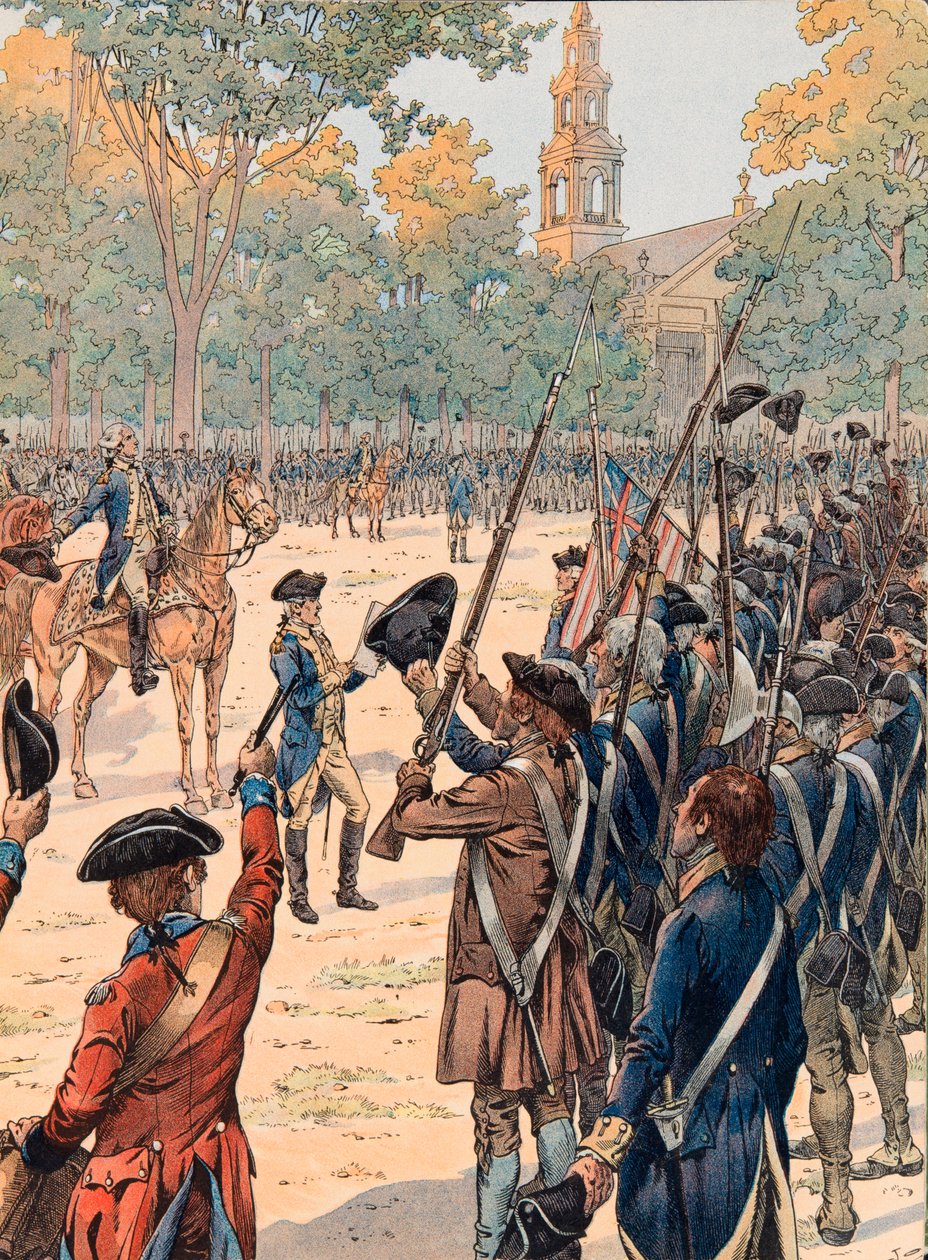 Jacques Marie Gaston Onfroy de Breville dit JOB (1858-1931) – A függetlenségi nyilatkozat felolvasása a hadsereg előtt Georges Washington jelenlétében július 9-én alkotó: pseudonym for Onfray de Breville Jacques Job