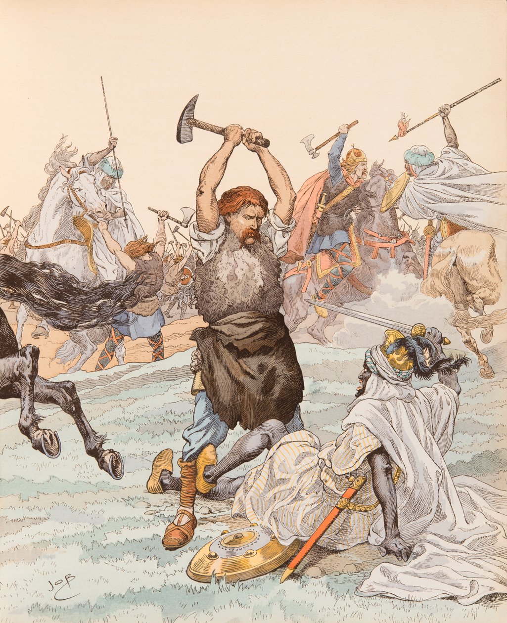 Jacques Marie Gaston Onfroy de Breville dit JOB (1858-1931) – Poitiers-i kovács a 732-es poitiers-i csata során, magángyűjtemény alkotó: pseudonym for Onfray de Breville Jacques Job