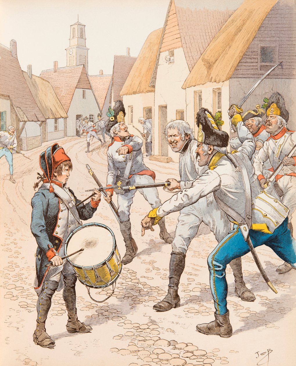 Jacques Marie Gaston Onfroy de Breville dit JOB (1858-1931) - Wattignies kis dobja 1793-ban (A Drum Stroh (Strauh) az osztrákok ütései alá esett a csata során), Magángyűjtemény alkotó: pseudonym for Onfray de Breville Jacques Job