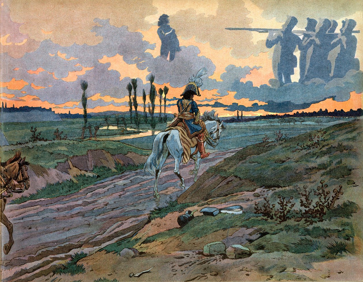 Joachim Murat (1767-1815) az 1813-as lipcsei vereség után visszatért Nápolyba. Jacques Marie Gaston metszete Onfray de Breville dit Job (1858-1931) alkotó: pseudonym for Onfray de Breville Jacques Job