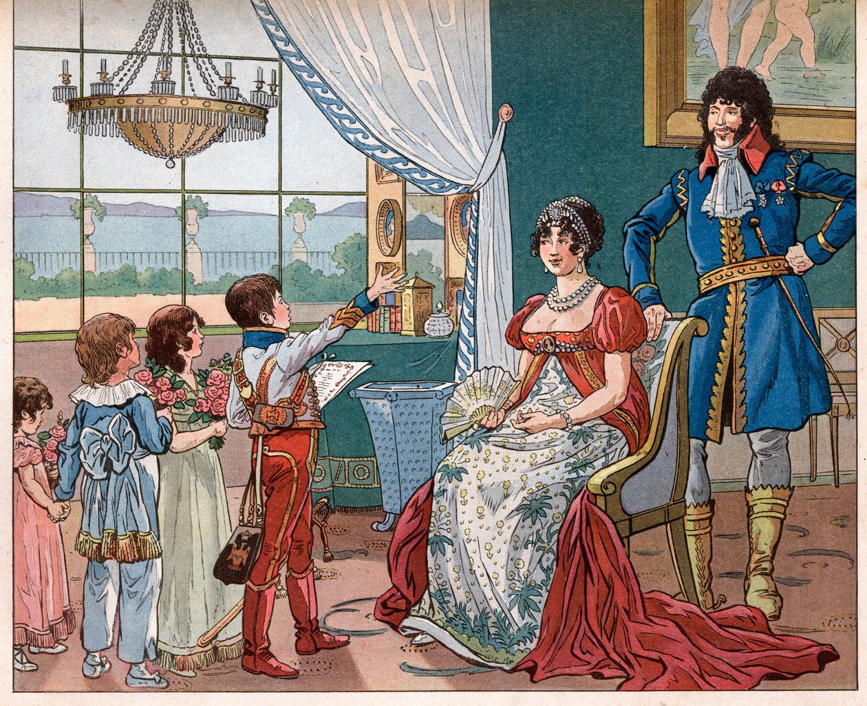 Joachim Murat (1767-1815) feleségével, Caroline Bonaparte-val (1782-1839) és gyermekeikkel (Achilles) alkotó: pseudonym for Onfray de Breville Jacques Job