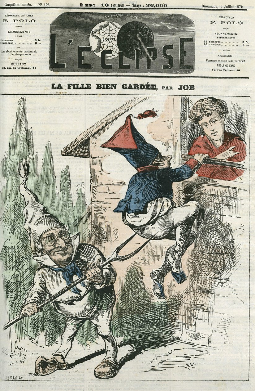 A jól tartott lány. Borító a „” The Eclipse”-ben, Jobtól, július 7 alkotó: pseudonym for Onfray de Breville Jacques Job