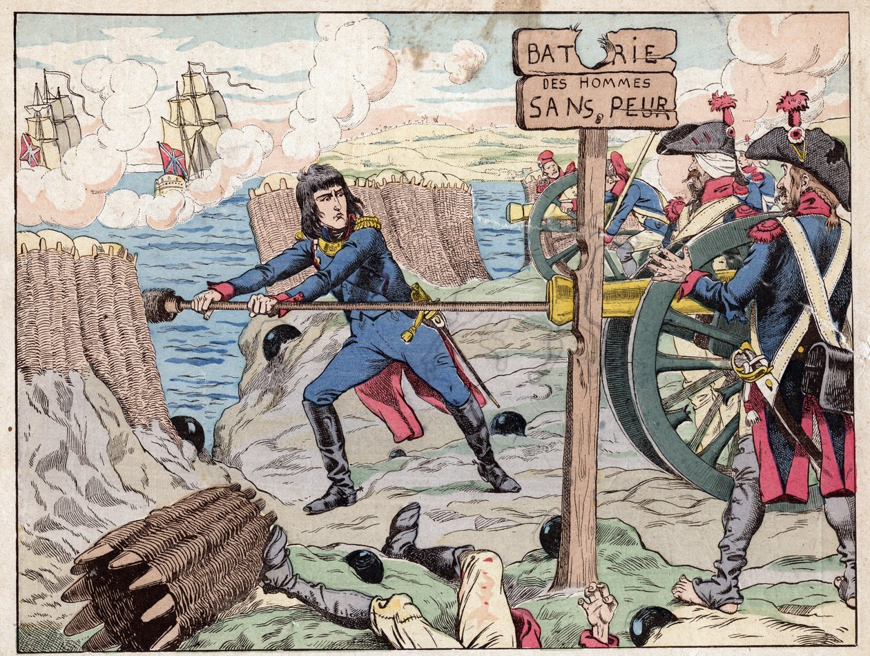 NAPOLEON TOULONBAN - (Toulon ostrom) 1793 - Job (Jacques Onfroy de Breville) litográfiája a „Le Grand Napoleon des Petites Enfants”” 1893-ból alkotó: pseudonym for Onfray de Breville Jacques Job