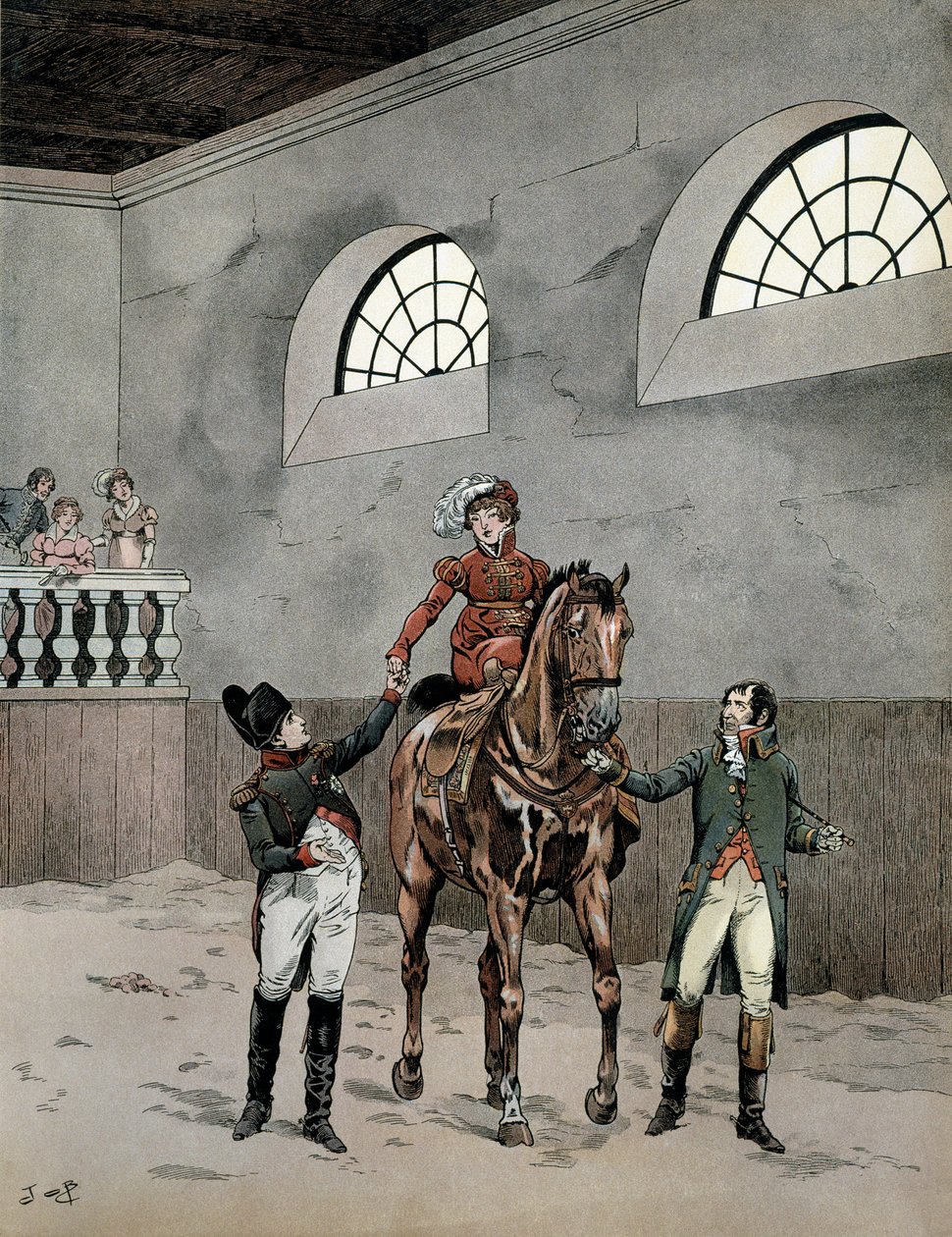 I. Bonaparte Napóleon (1729-1821) részt vett az osztrák Marie Louise (1791-1847) lovasóráin. Georges Montorgueil „” Napóleon” című művében. Illusztráció: Jacques Marie Gaston Onfray de Breville a JOB-ban (1858-1931) alkotó: pseudonym for Onfray de Breville Jacques Job