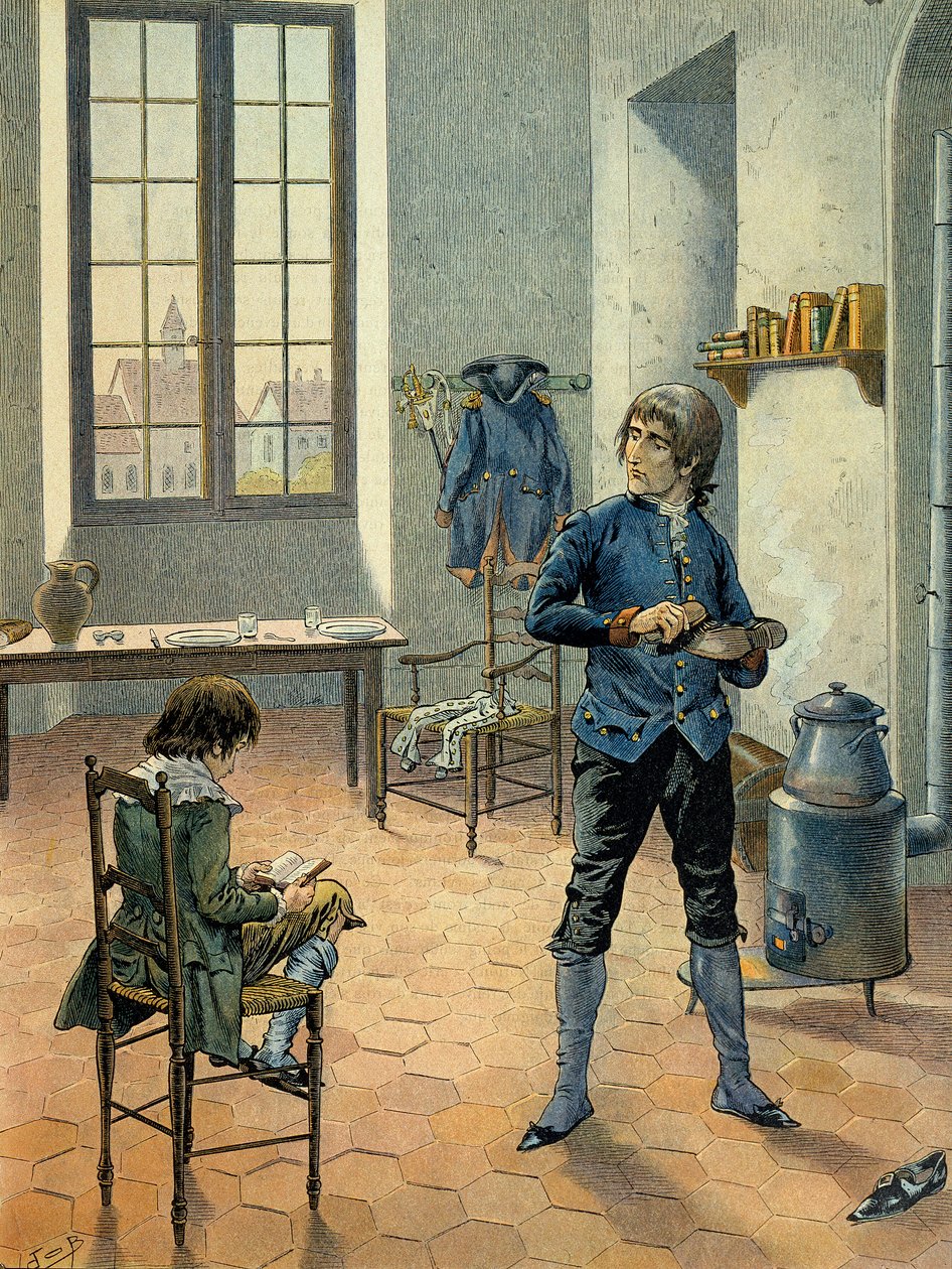 I. Bonaparte Napóleon (1769-1821) az auxonne-i helyőrségben testvérével, Louis Bonaparte-al (1778-1846) olvasott 1788 és 1789 között. Illusztráció: Jacques Marie Gaston Onfray de Breville dit JOB (1858-1931) alkotó: pseudonym for Onfray de Breville Jacques Job