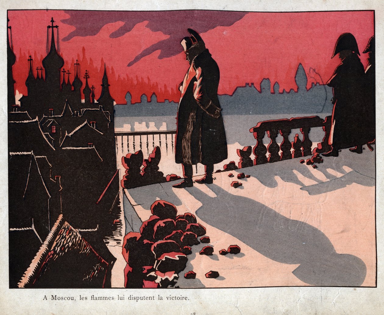Napóleon Moszkva tüzét nézi - Nézi Moszkva égését (1812. szeptember 15-16.) - - Job (Jacques Onfroy de Breville) litográfiája a „Le Grand Napoleon des Petites Enfants” című filmből, 1893 alkotó: pseudonym for Onfray de Breville Jacques Job