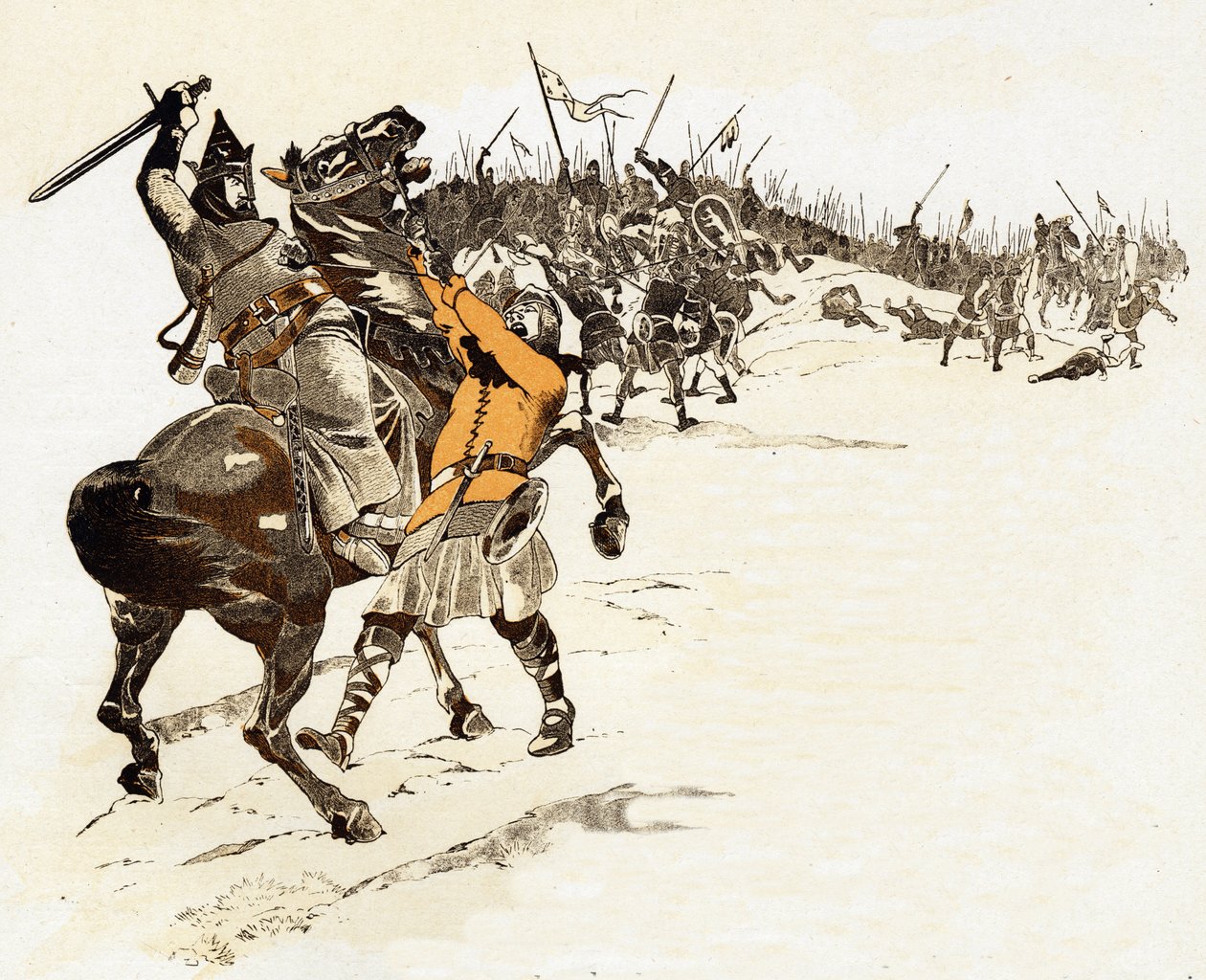 Az ember soha nem fogadja el VI. Gros Lajos (1081-1137), a frankok királyának sakkkirály válaszát azzal, hogy megöli azt az angol katonát, aki megragadta a lova kantárját, mondván: „A királyt elkapták! „” a normandiai Brenneville-i csatában április 20-án alkotó: pseudonym for Onfray de Breville Jacques Job