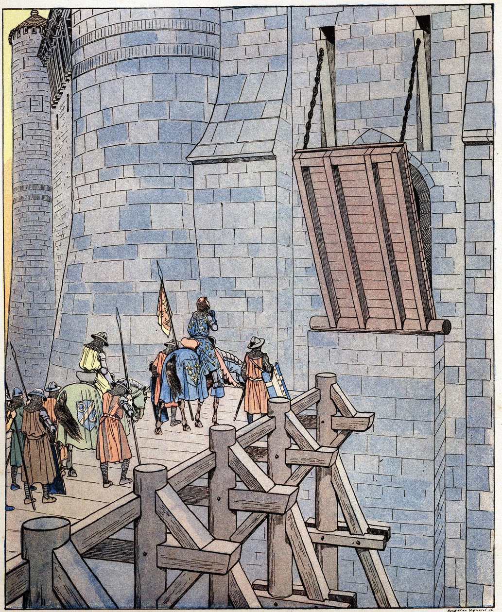 Nyisd ki, ez Franciaország szerencséje! (vagy „Nyisd ki, ez a szerencsétlenség Franciaország királya!”) A francia király szavai VI. Philip dit Philippe de Valois (1293-1350) a Levis-híd elé érkezik a Chateau de Broye-hoz Crecy közelében. A csatában megsérü alkotó: pseudonym for Onfray de Breville Jacques Job