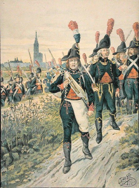 Strasbourg pontonírjai 1793-ban (színes metszet) alkotó: pseudonym for Onfray de Breville Jacques Job