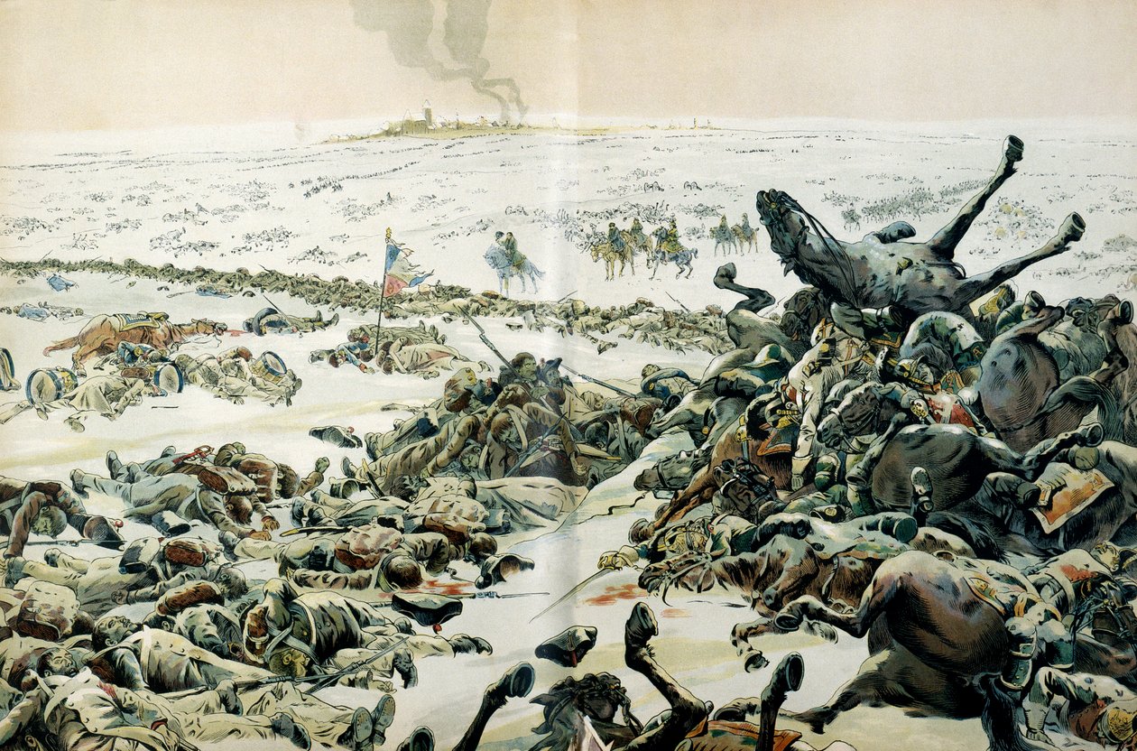 Poroszország és Lengyelország hadjárata (1806-1807): Eylau győzelmét követő napon I. Bonaparte Napóleon (1769-1821) február 9-én meglátogatta a csatateret és a számos veszteséget a helyszínen. alkotó: pseudonym for Onfray de Breville Jacques Job
