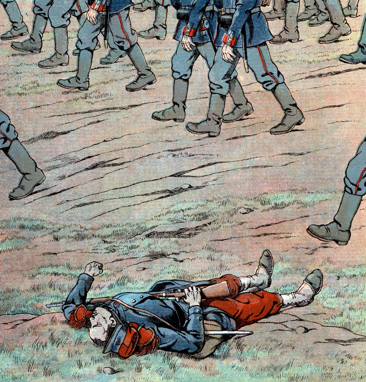 Prussians invading France: french dead soldier alkotó: pseudonym for Onfray de Breville Jacques Job