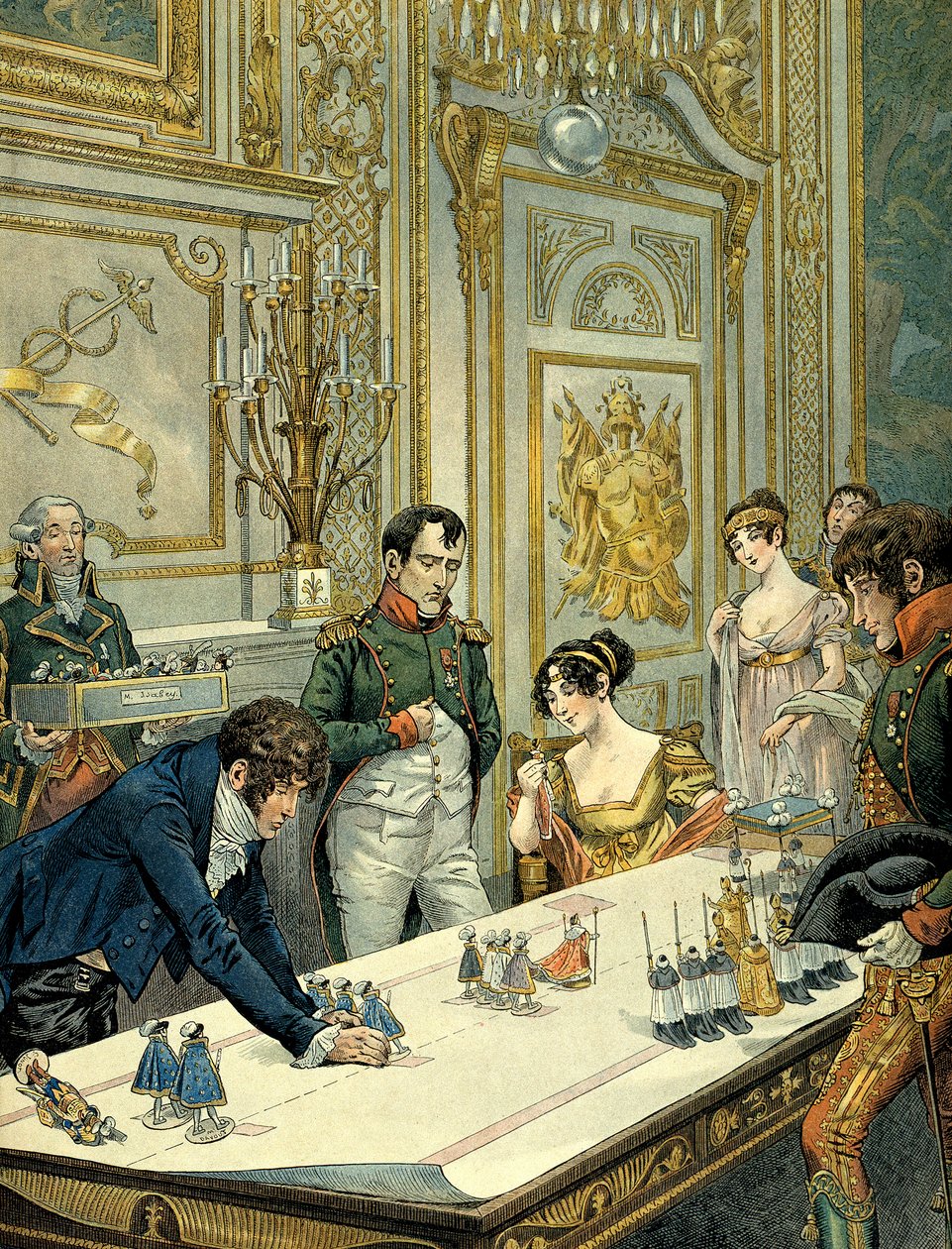 A szentség megismétlése Isabey (1767-1855) festőművész által Josephine de Beauharnais (1763-1814) és I. Bonaparte Napóleon (1769-1821) jelenlétében a fontainebleau-i kastélyban. Illusztráció: Jacques Marie Gaston Onfray de Brevill alkotó: pseudonym for Onfray de Breville Jacques Job