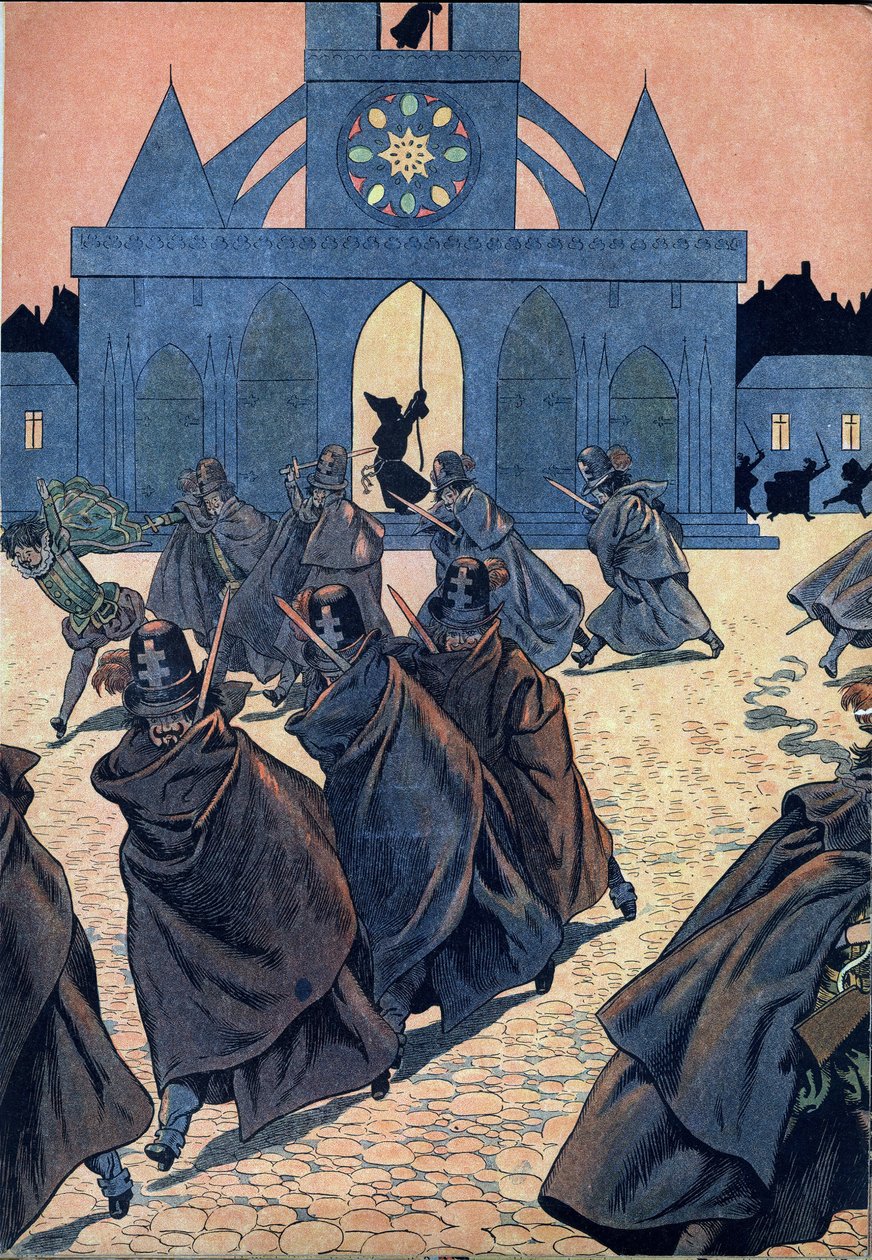 Franciaország történetének jelenete játékokban: La Saint Barthelemy (Saint-Barthelemy). Egy szerzetes megzengeti a Saint Germain l