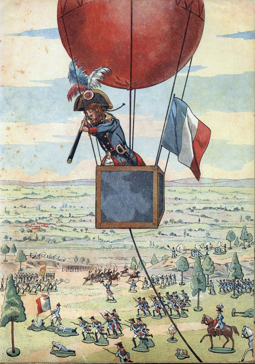 Franciaország történetének jelenete a játékokban: A fleurusi csata 1794. június 26-án és Jean Marie Joseph (Jean-Marie-Joseph) Coutelle (1748-1835) kapitány megfigyelő léggömbjének első használata hosszú kilátással - In “ ” Játsszunk egy történelmet: Franc alkotó: pseudonym for Onfray de Breville Jacques Job