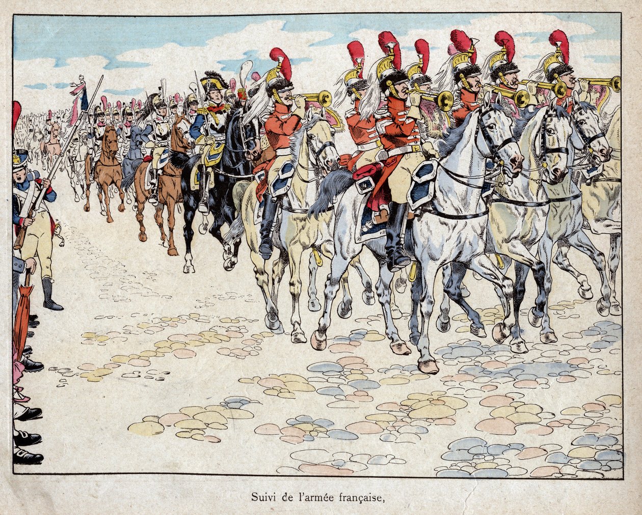 A francia hadsereg bevonulása Berlinbe, 1806. október 27. – Job (Jacques Onfroy de Breville) litográfiája a „Le Grand Napoleon des Petites Enfants” című filmből, 1893 alkotó: pseudonym for Onfray de Breville Jacques Job
