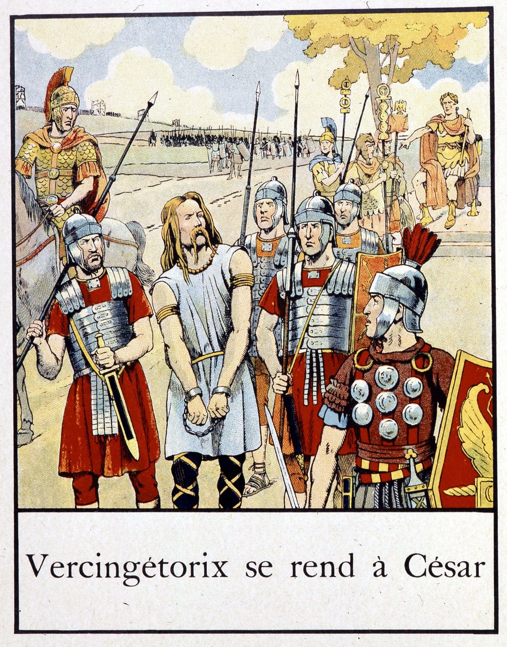 Vercingetorix megadja magát Caesarnak – Jacques Bainville „Egy kis Franciaország története” című művében, szerk. Sörény alkotó: pseudonym for Onfray de Breville Jacques Job