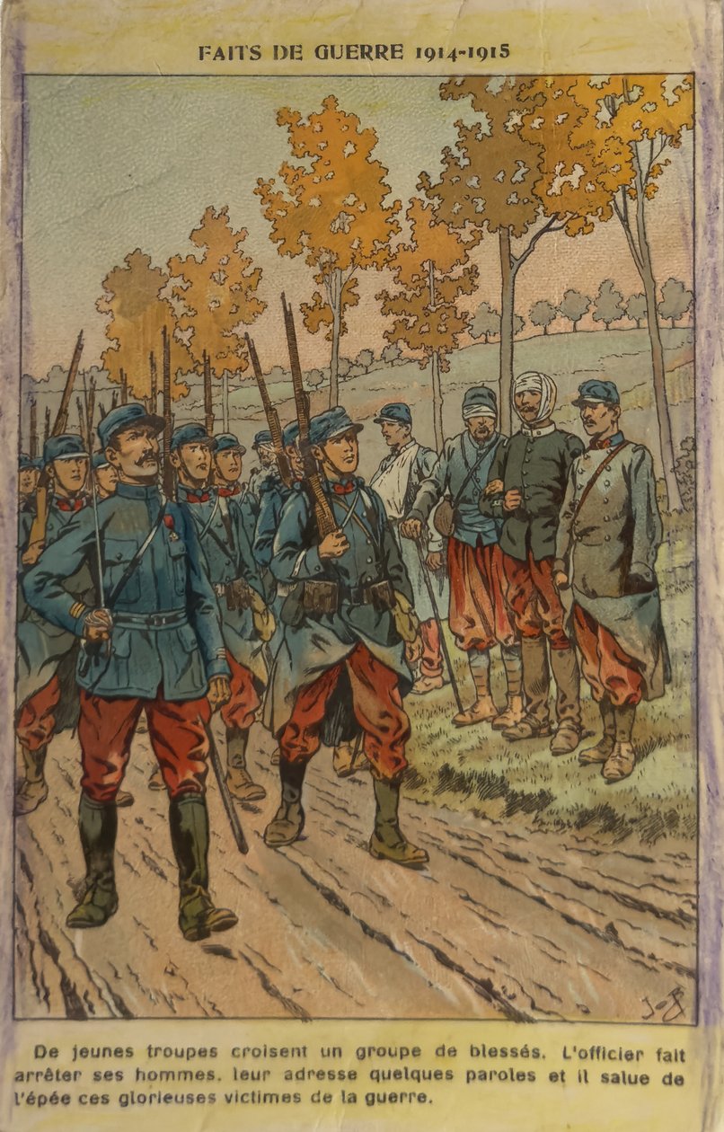 1. világháború: Tisztelet a sebesültek előtt (illusztráció) alkotó: pseudonym for Onfray de Breville Jacques Job