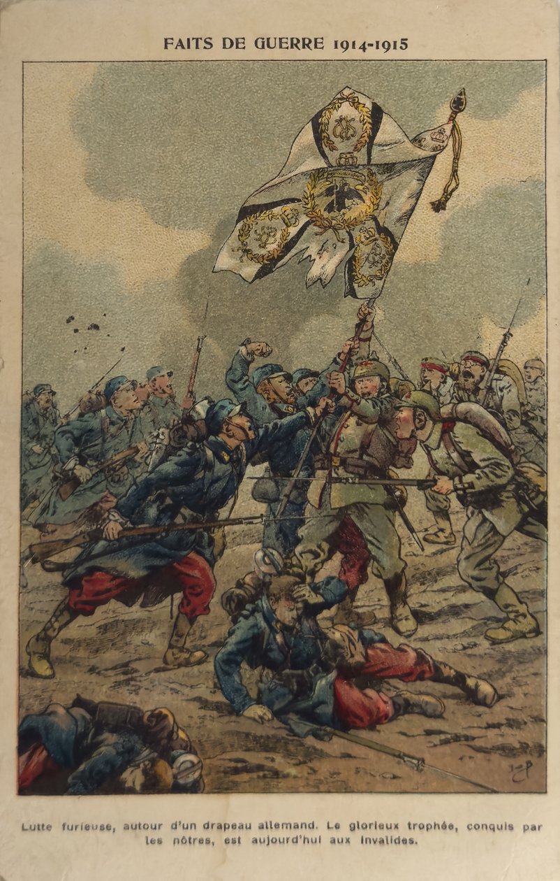 1. világháború: A zászló elfoglalása (illusztráció) alkotó: pseudonym for Onfray de Breville Jacques Job