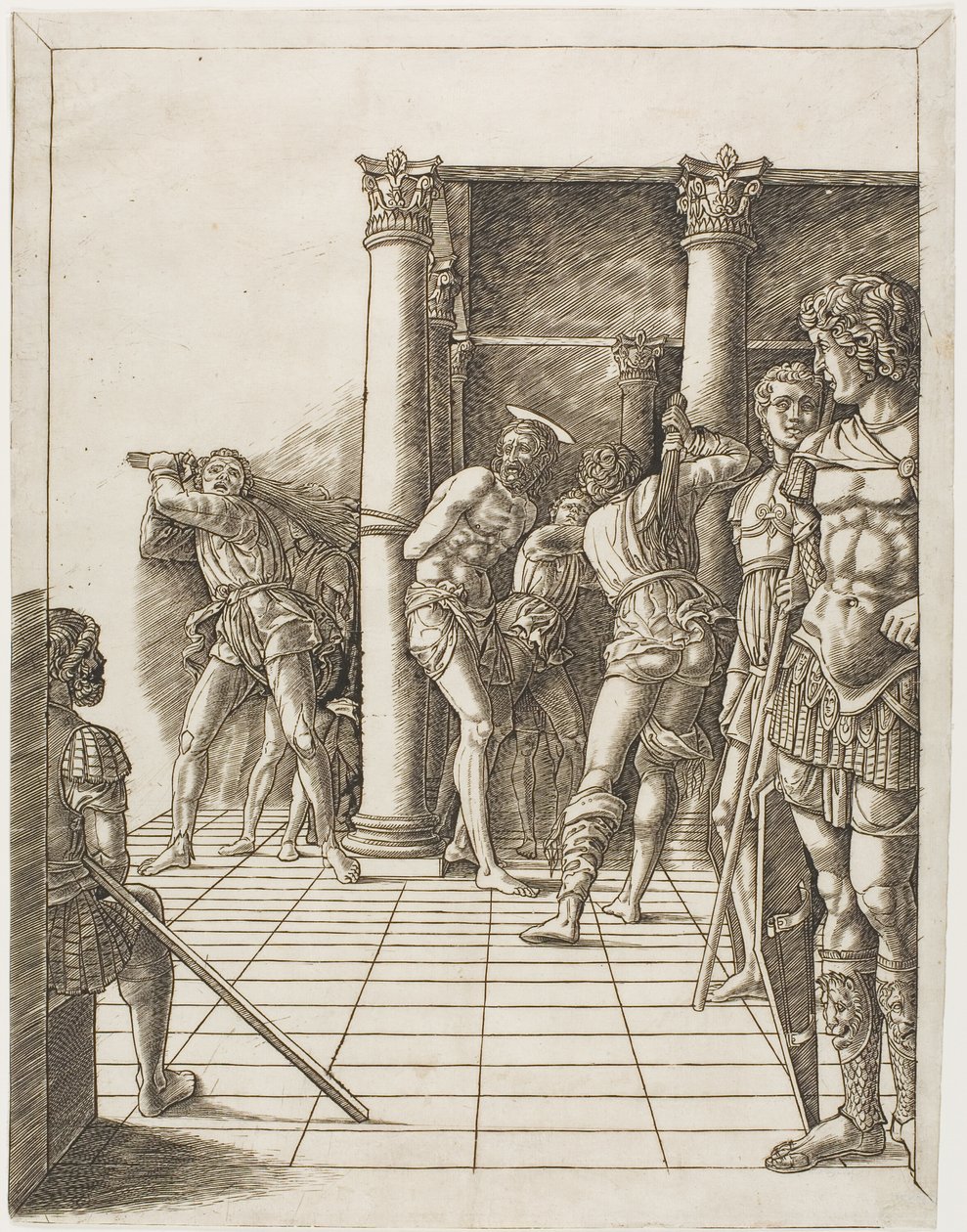 Krisztus korbácsolása a járdával alkotó: school of Andrea Mantegna
