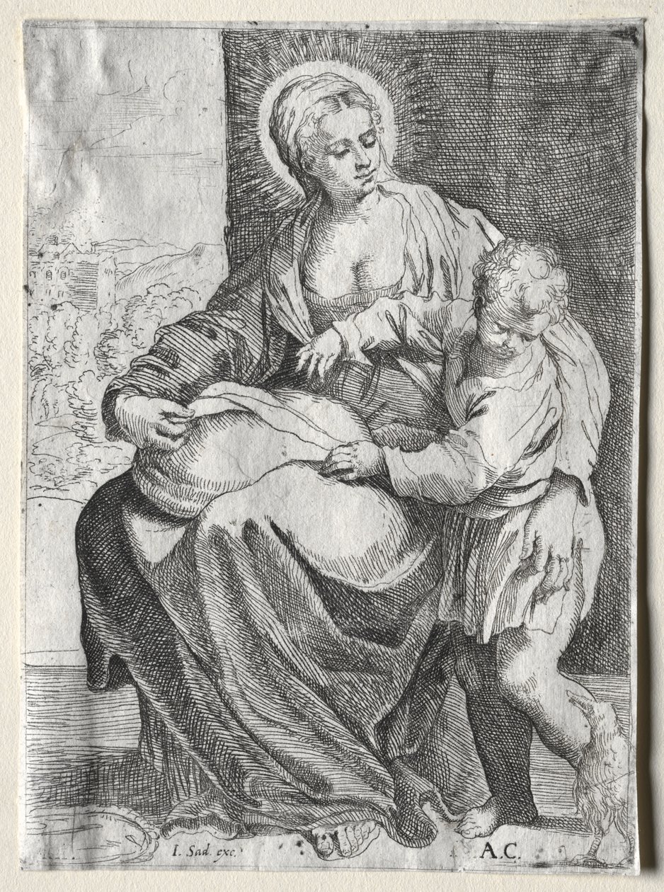 Madonna a fehér hollóval alkotó: school of Annibale Carracci