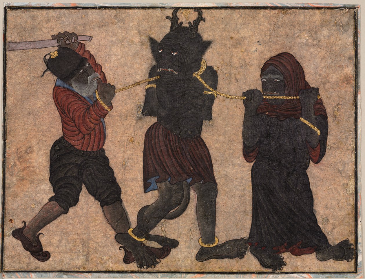 Démon láncban alkotó: style of Muhammad Siya Qalam
