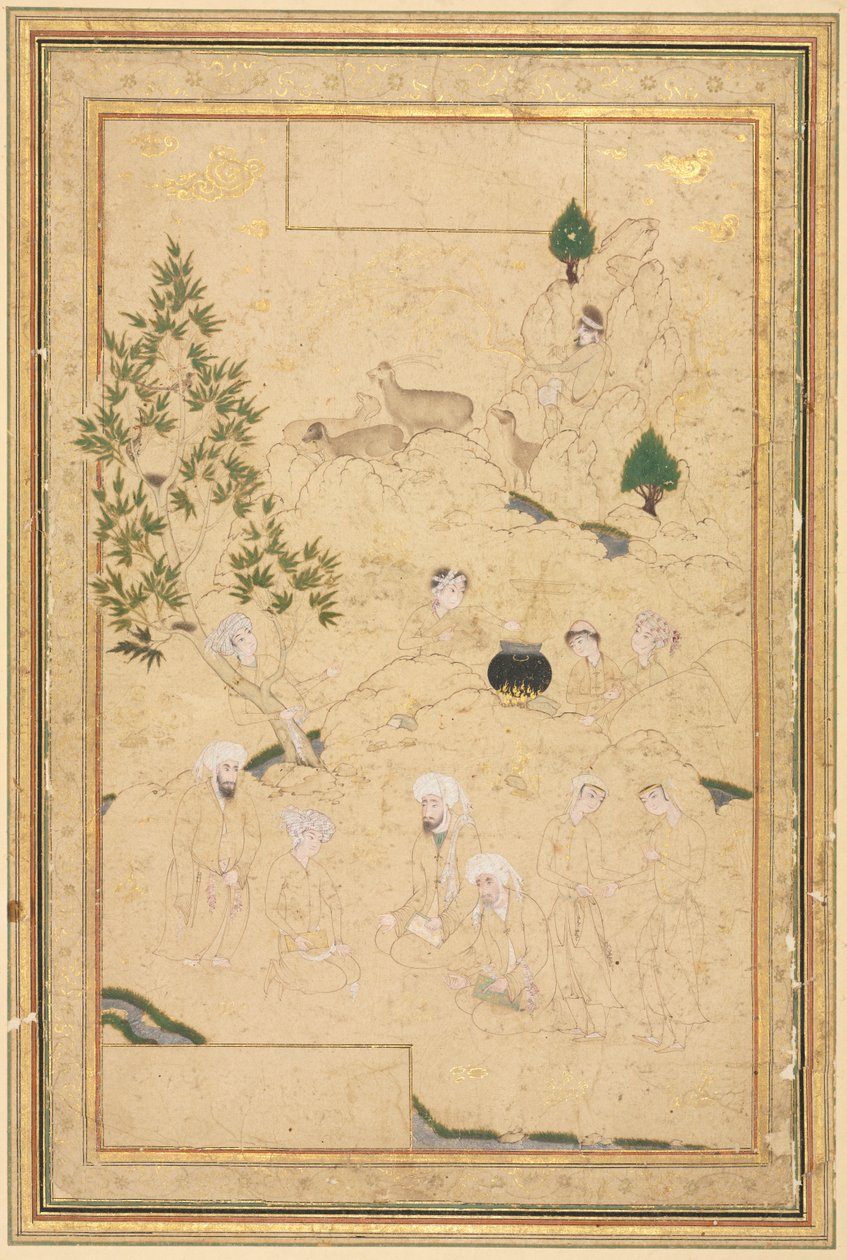 Piknik a hegyekben; Egyoldalas illusztráció alkotó: style of Muhammadi