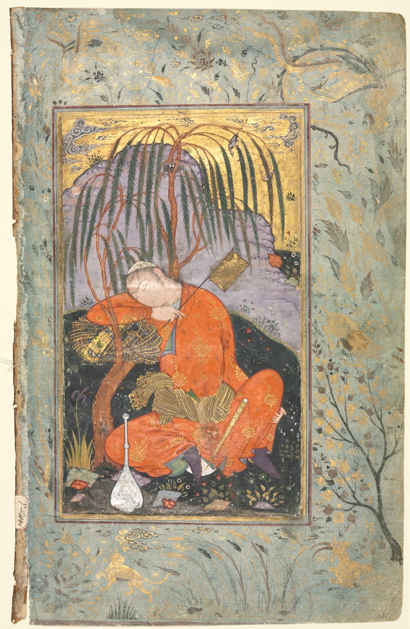 Alvó ifjúság (verso), Illusztráció egyoldalas kéziratból alkotó: style of Riza yi Abbasi