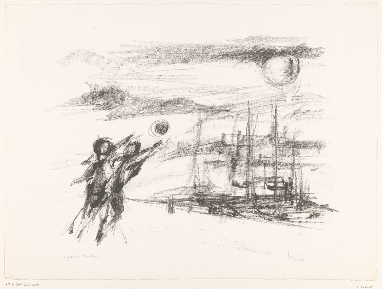 Emberek a rakparton hajókkal alkotó: unknown (signed by artist)