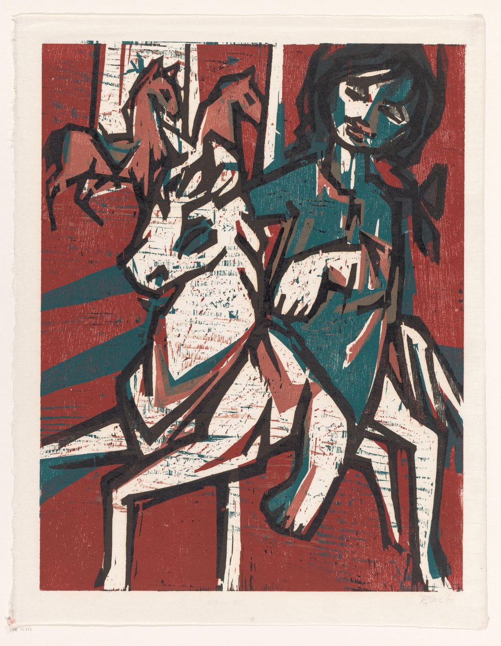 Nő lóháton két másik ló előtt alkotó: unknown (signed by artist)