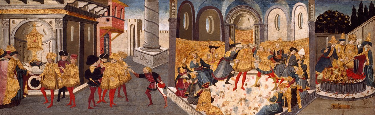 Julius Caesar meggyilkolása és temetése, 145560 alkotó: workshop of Apollonio di Giovanni