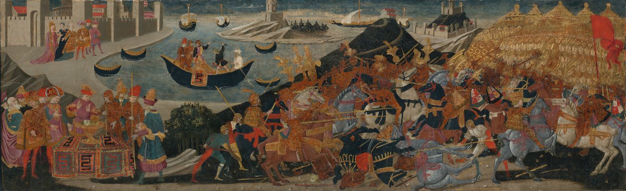 A pharsalusi csata és Pompeius halála, 145560 alkotó: workshop of Apollonio di Giovanni