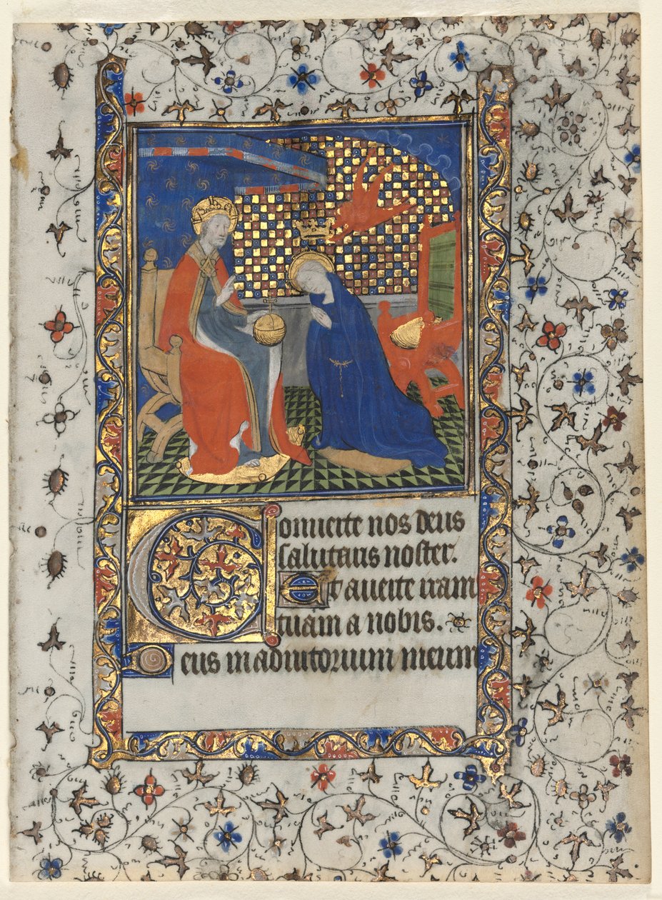 Bifólió egy Órakönyvből: Szűz koronázása alkotó: workshop of Boucicaut Master