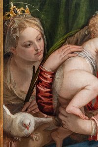 Madonna és a csecsemő Jézus Alessandriai S. Katalin és Péter között, részlet