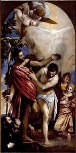 Krisztus keresztsége. Paolo Caliari festménye Paolo Veronese (1528-1588) alkotó: Veronese