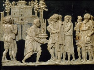 Jean de Boulogne, más néven Giambologna (1529-1608) viaszcserepének bemutatása Francesco I.-nek a pratolino-i szökőkútmodellről alkotó: Giambologna