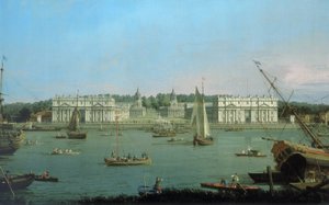 Greenwichi kórház, a Temze északi partjáról nézve, 1752 körül (olaj, vászon)