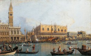 Olaszország, Firenze, festett kilátás a velencei hercegi palotára (festmény)