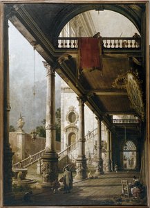 Capriccio oszlopcsarnokkal és udvarral (olaj, vászon alkotó: Canaletto