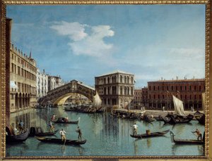 Le pont du Rialto a Velence Antonio Canal Dit Il Canaletto festménye (1697-1768) 18. század V. 1,19x1,54 m - Rialto híd Velencében. Antonio Canal Canaletto festménye (1697-1768)