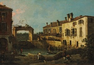 A Dolo-i zár, Canaletto (1697-1768). Olaj, vászon, c. 1763. Méretek : 30,5x44,5 cm. Művészeti Múzeum, Budapest alkotó: Canaletto